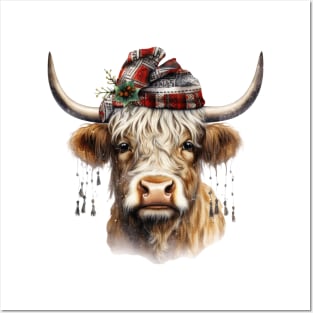 Christmas Highland Cow Posters and Art